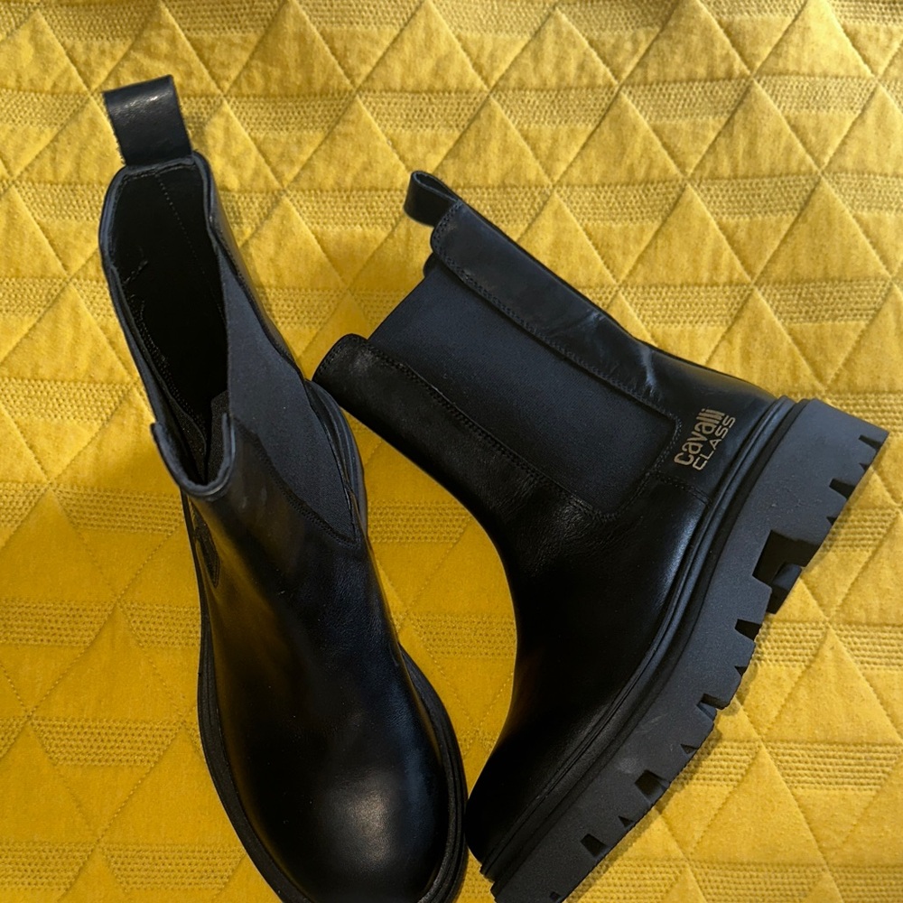 Cavalli Class Black Chelsea Ankle Boots Made in India